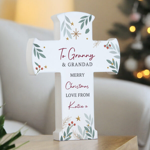 Personalised Christmas Wooden Cross Ornament 6 Personalised Christmas Wooden Cross Ornament