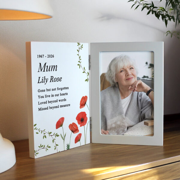 Personalised Memorial Wooden Hinged 6x4 Photo Frame