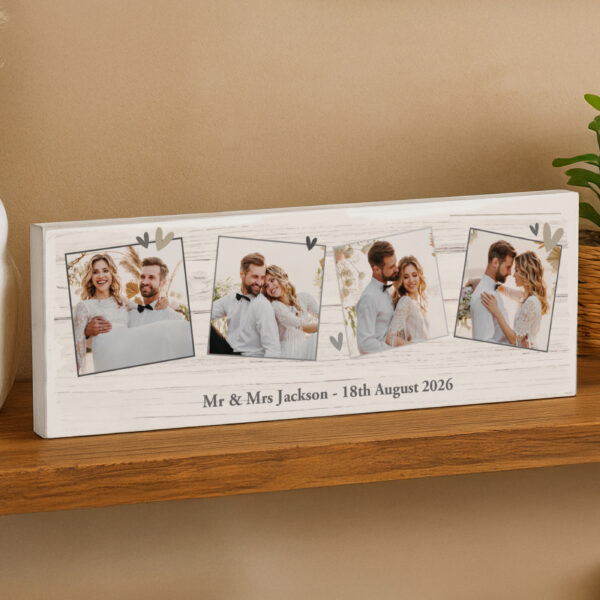 Personalised Photo Upload Hearts Mantel Block 36 Personalised Photo Upload Hearts Mantel Block