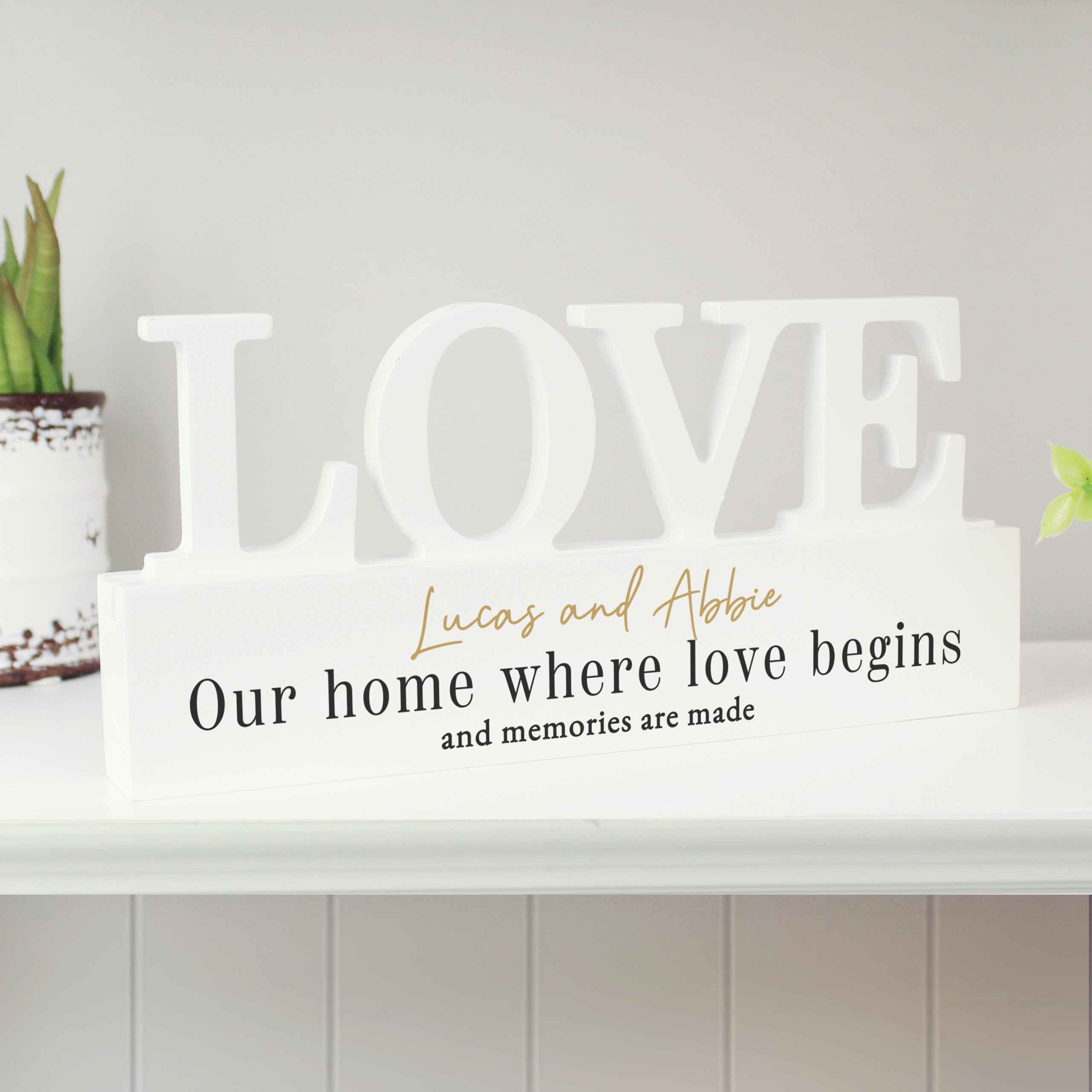 Personalised Black & Gold Free Text LOVE Word Plaque 1 Personalised Black & Gold Free Text LOVE Word Plaque