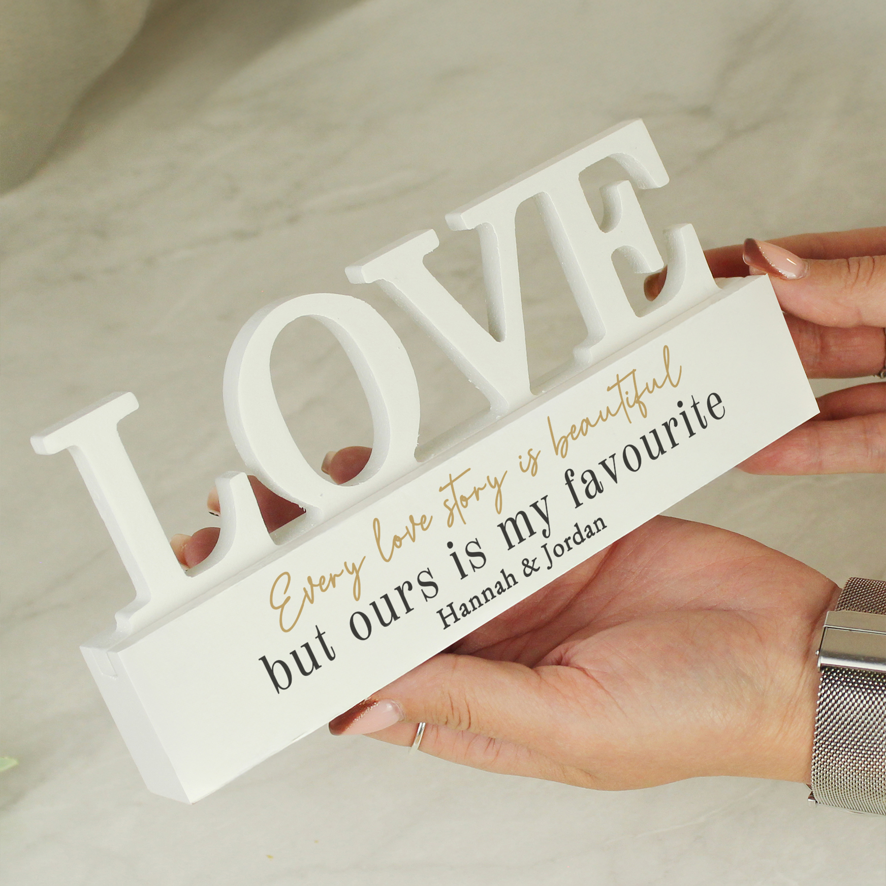 Personalised Black & Gold Free Text LOVE Word Plaque 2 Personalised Black & Gold Free Text LOVE Word Plaque