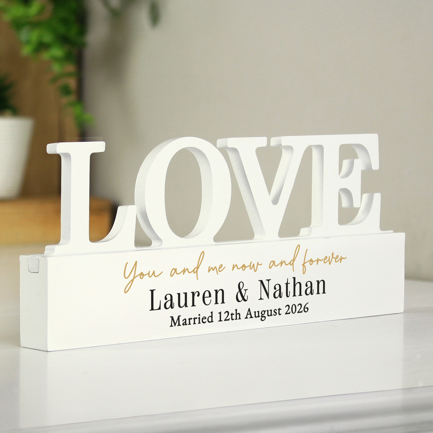 Personalised Black & Gold Free Text LOVE Word Plaque 3 Personalised Black & Gold Free Text LOVE Word Plaque