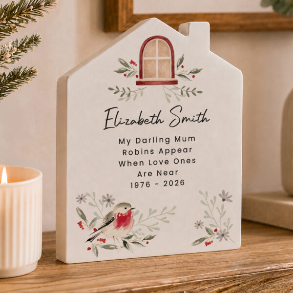 Personalised Robin Wooden House Ornament 10 Personalised Robin Wooden House Ornament