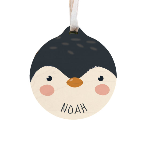 Personalised Penguin Wooden Bauble