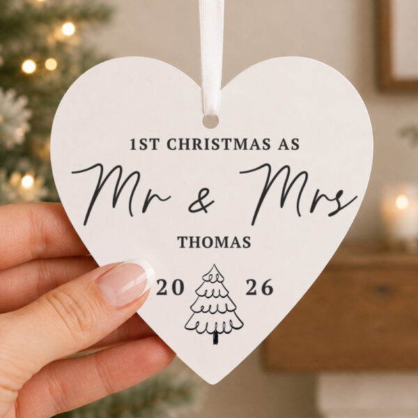 Personalised Christmas Tree Wooden Heart Decoration