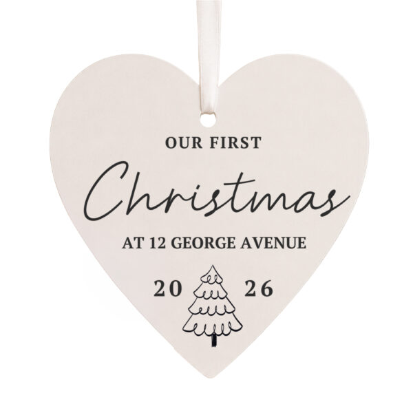 Personalised Christmas Tree Wooden Heart Decoration