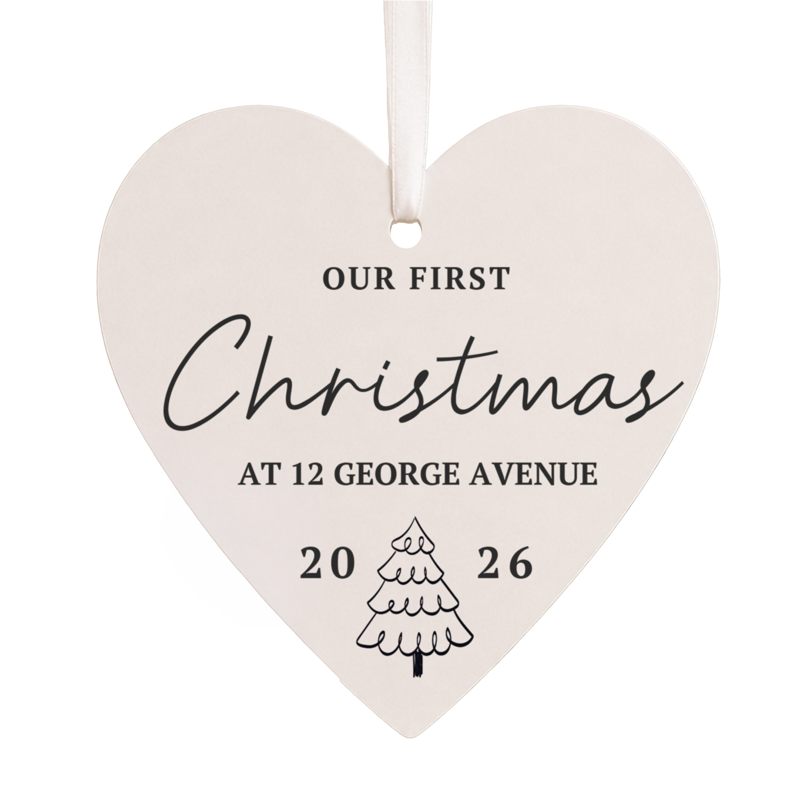 Personalised Christmas Tree Wooden Heart Decoration 5 Personalised Christmas Tree Wooden Heart Decoration