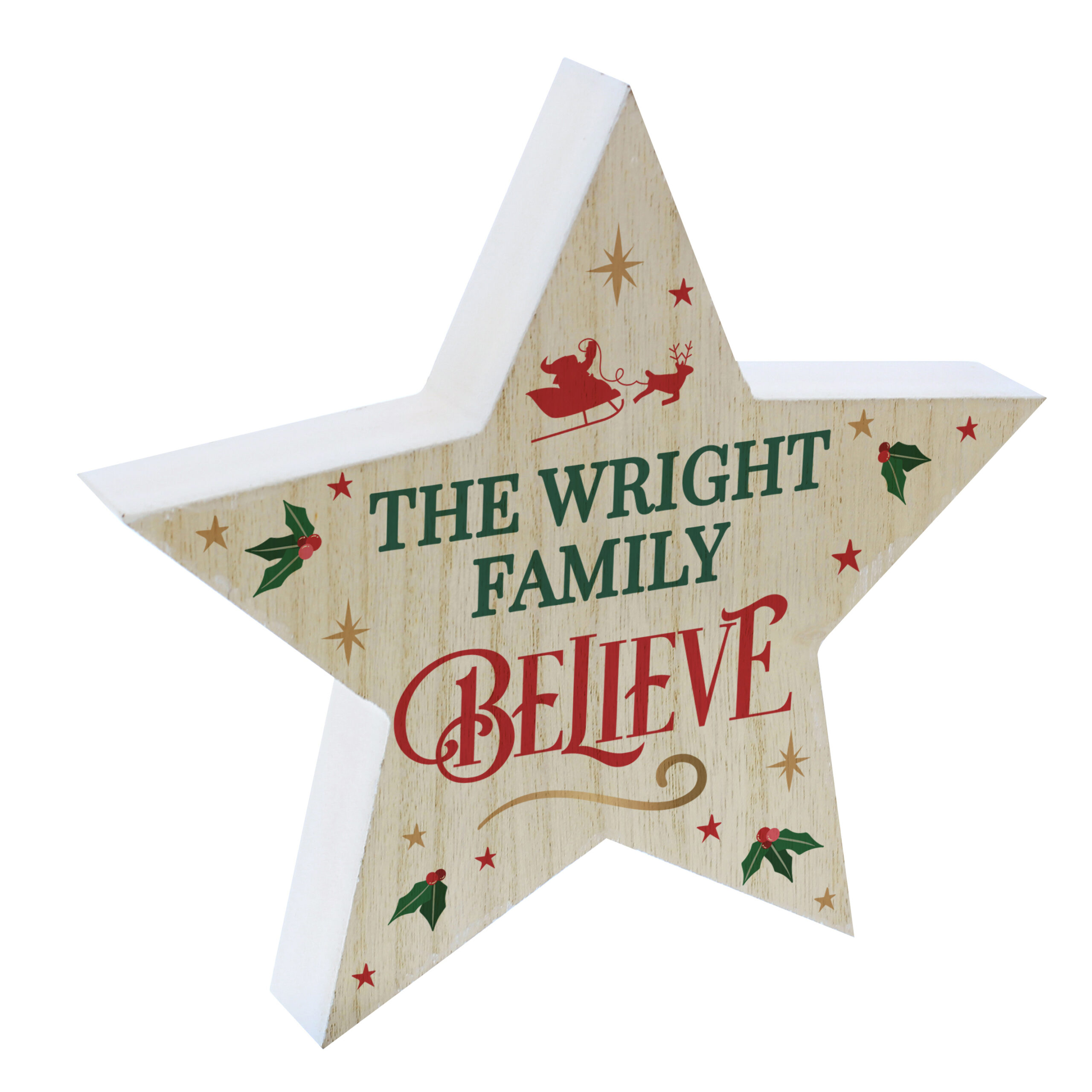 Personalised Believe Wooden Star Ornament 4 Personalised Believe Wooden Star Ornament