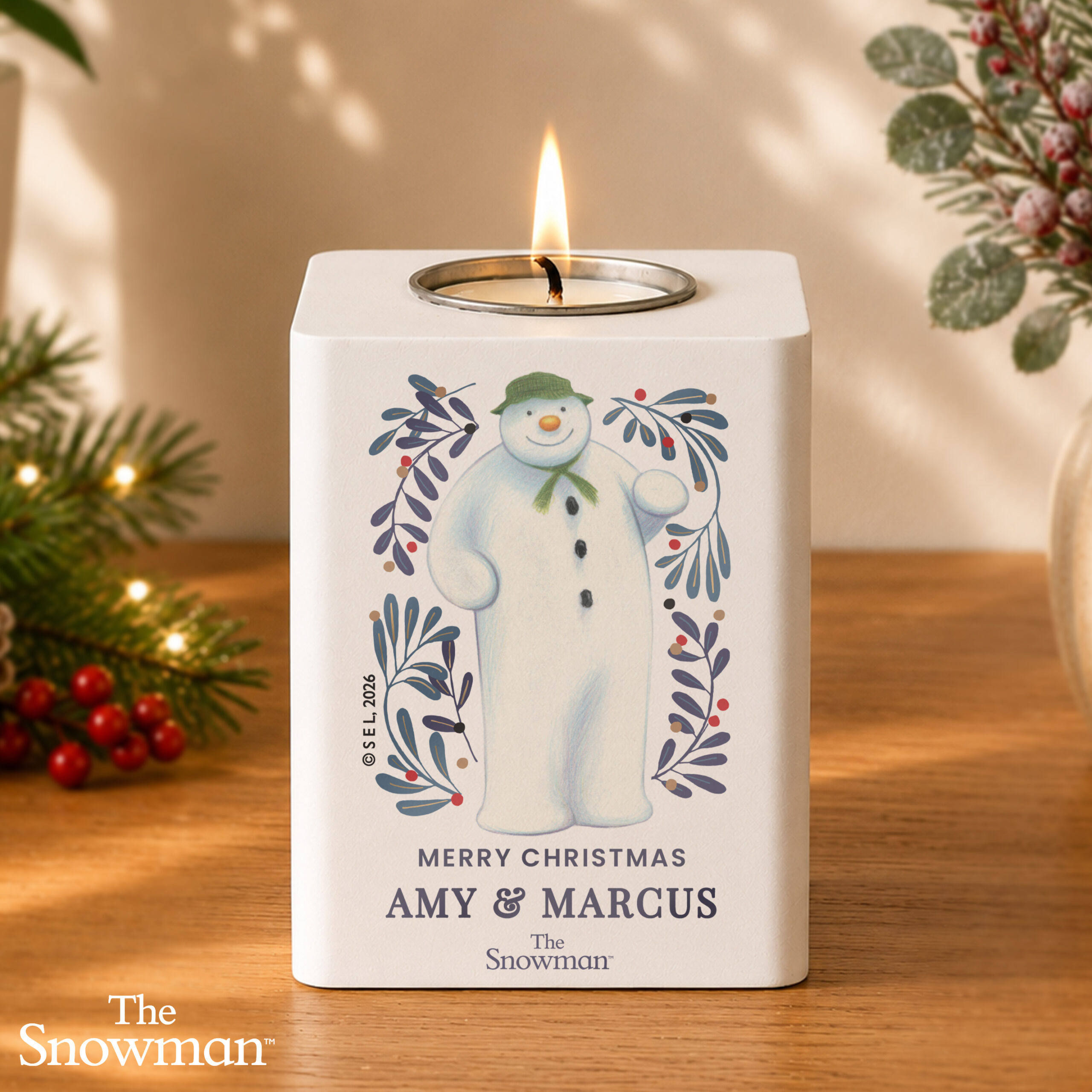 Personalised The Snowman Botanical Wooden Tealight 2 Personalised The Snowman Botanical Wooden Tealight
