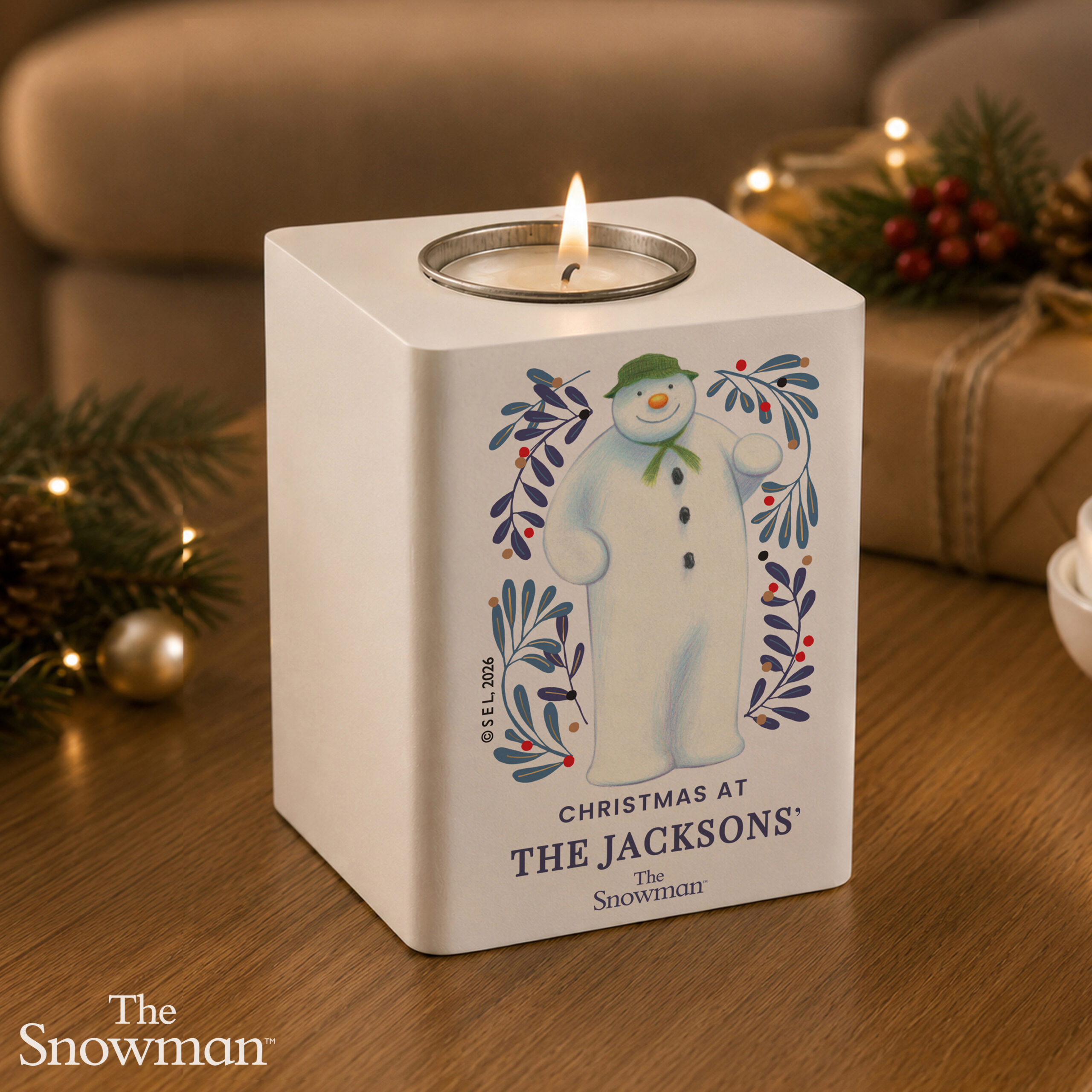 Personalised The Snowman Botanical Wooden Tealight 3 Personalised The Snowman Botanical Wooden Tealight