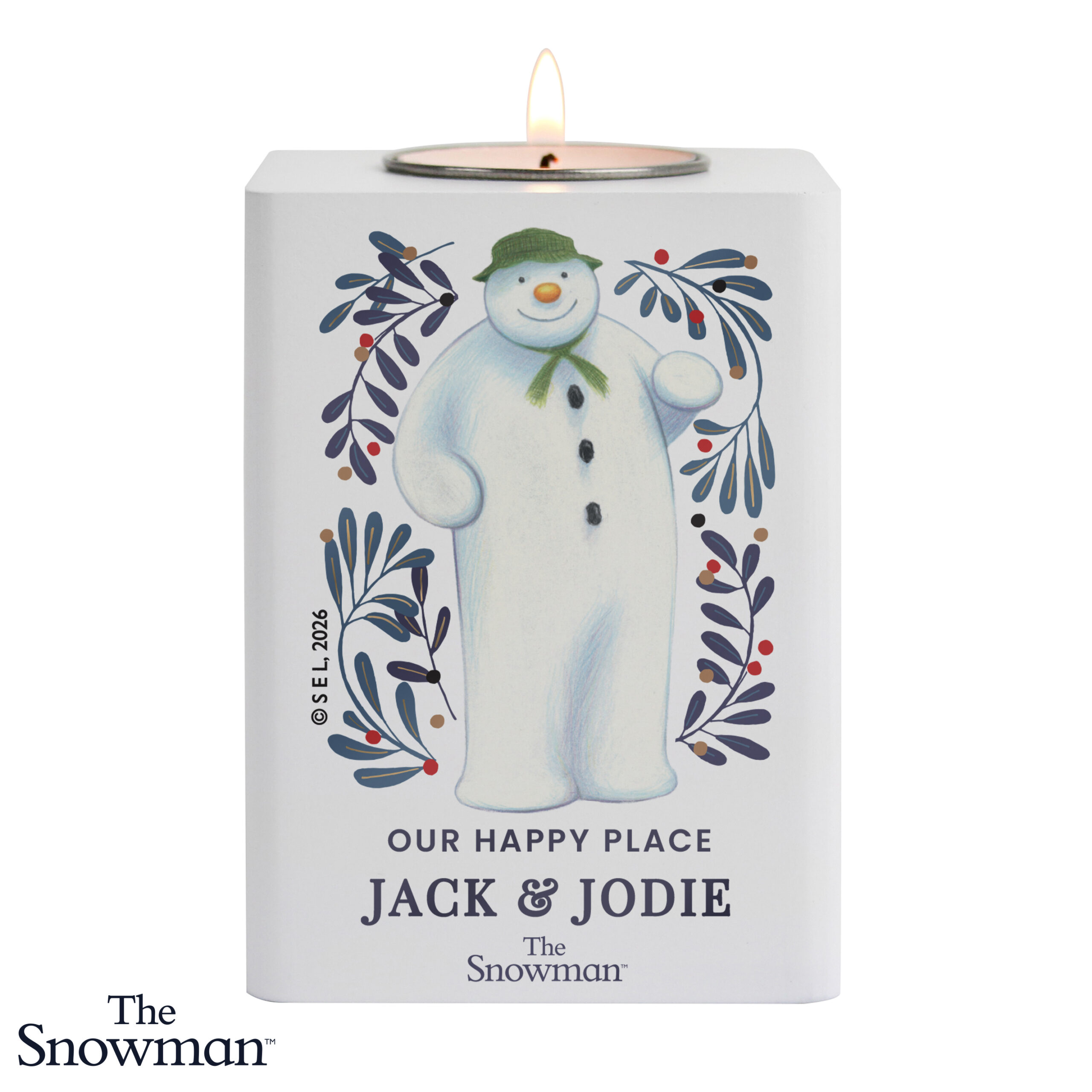 Personalised The Snowman Botanical Wooden Tealight 4 Personalised The Snowman Botanical Wooden Tealight
