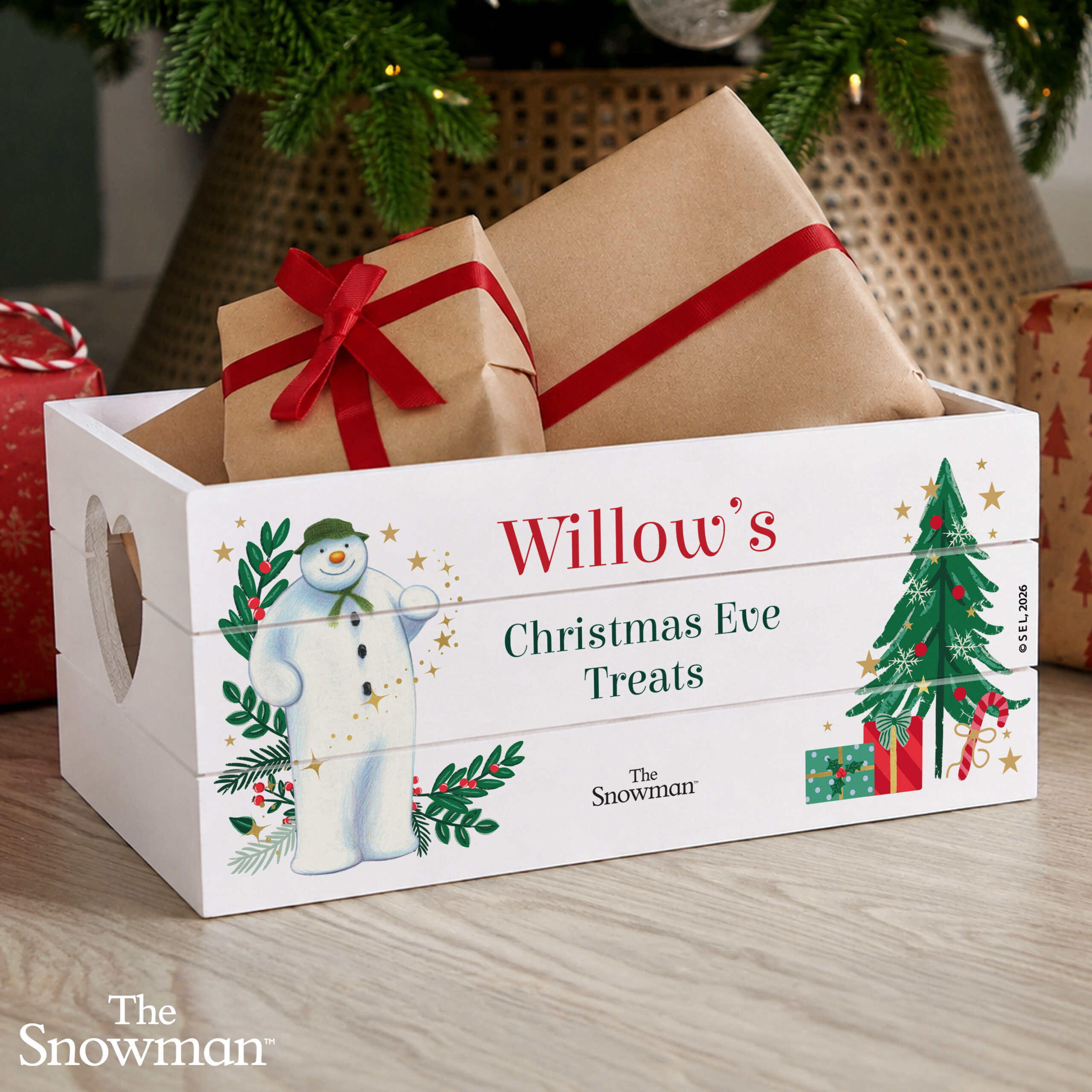 Personalised The Snowman Christmas Wishes Wooden Crate 1 Personalised The Snowman Christmas Wishes Wooden Crate