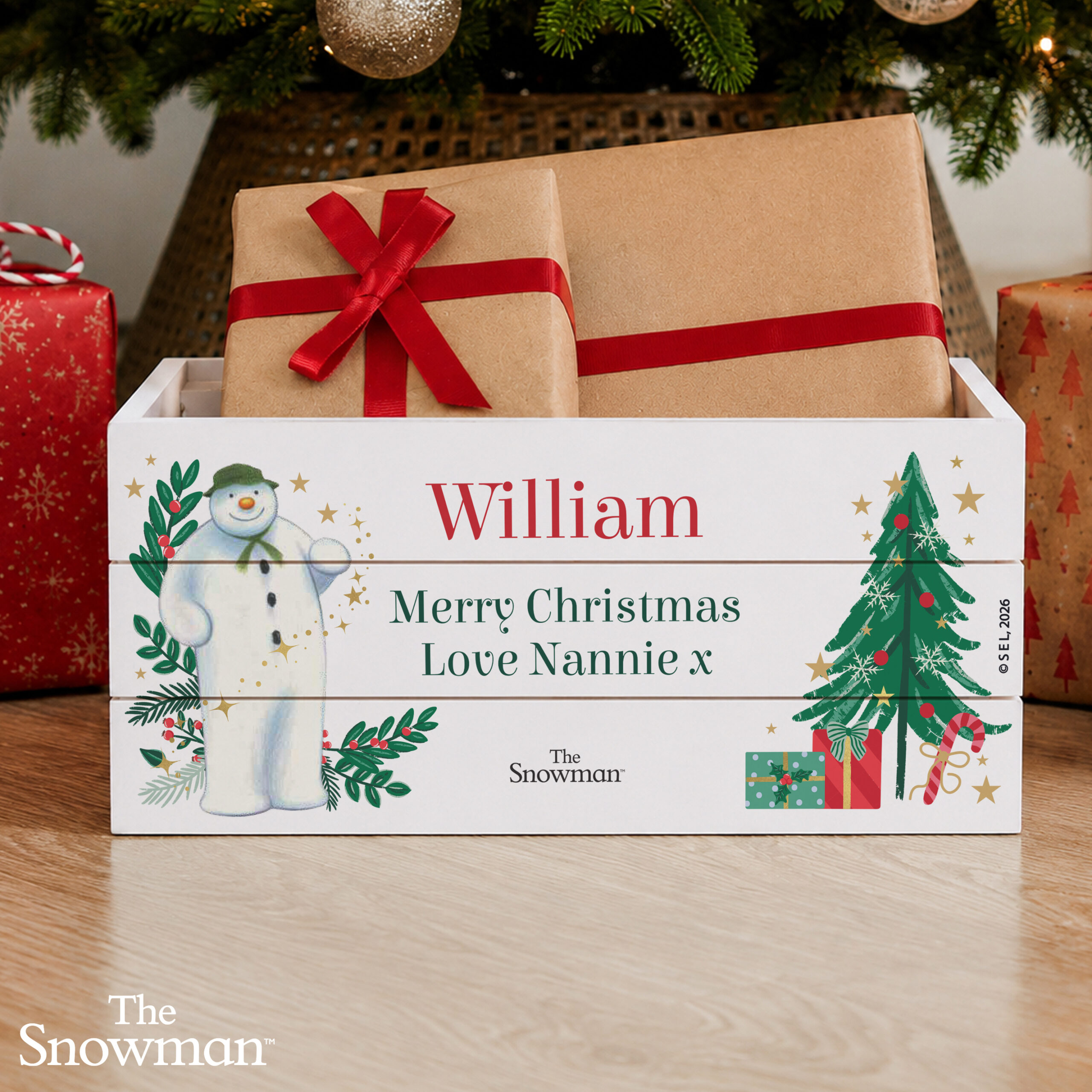 Personalised The Snowman Christmas Wishes Wooden Crate 2 Personalised The Snowman Christmas Wishes Wooden Crate