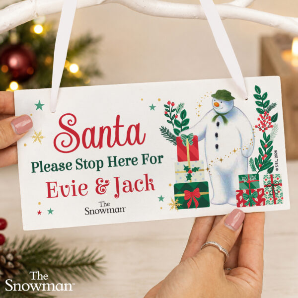 Personalised The Snowman Christmas Wishes Santa Stop Here Sign