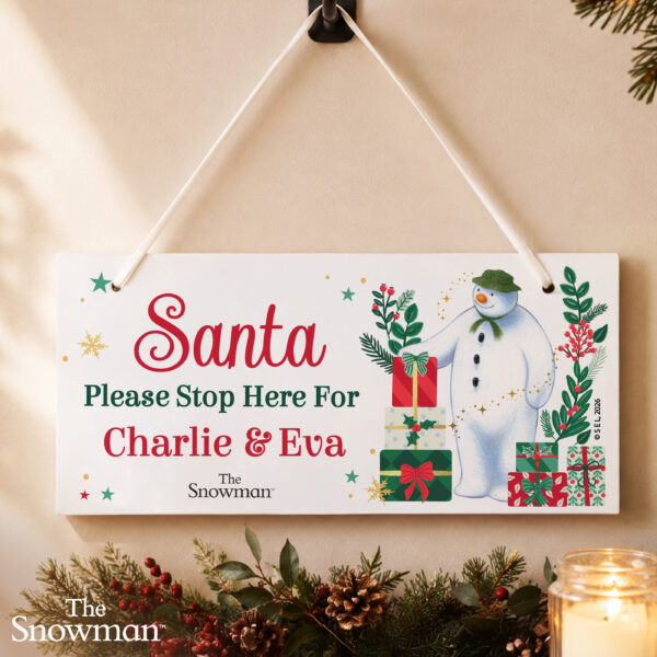 Personalised The Snowman Christmas Wishes Santa Stop Here Sign