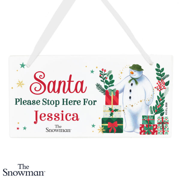 Personalised The Snowman Christmas Wishes Santa Stop Here Sign