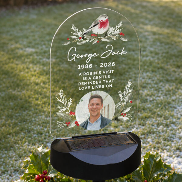Personalised Robin Photo Upload Outdoor Solar LED Light