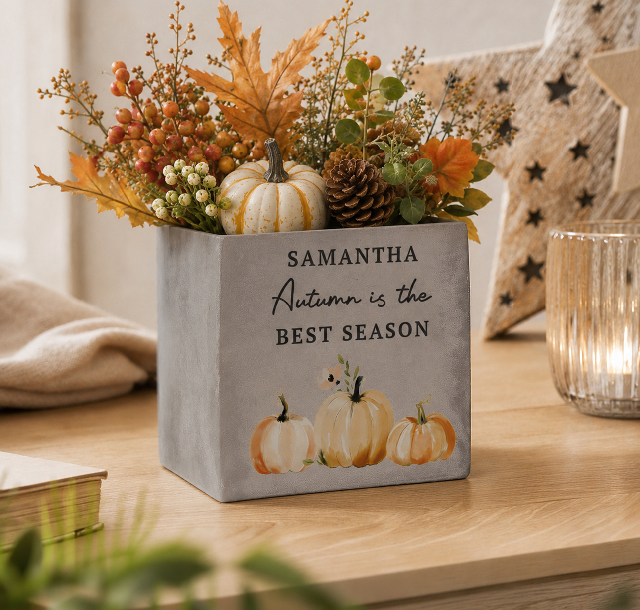Personalised Pumpkin Concrete Plant Pot 1 Personalised Pumpkin Concrete Plant Pot
