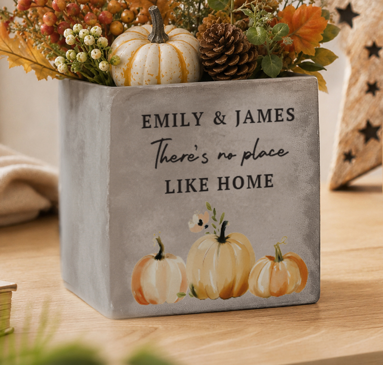 Personalised Pumpkin Concrete Plant Pot 2 Personalised Pumpkin Concrete Plant Pot
