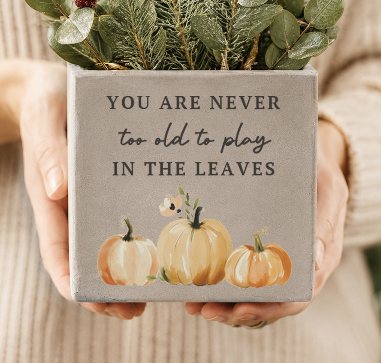 Personalised Pumpkin Concrete Plant Pot 3 Personalised Pumpkin Concrete Plant Pot