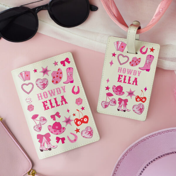 Personalised Cowgirl Leather Passport Holder & Luggage Tag 14 Personalised Cowgirl Leather Passport Holder & Luggage Tag