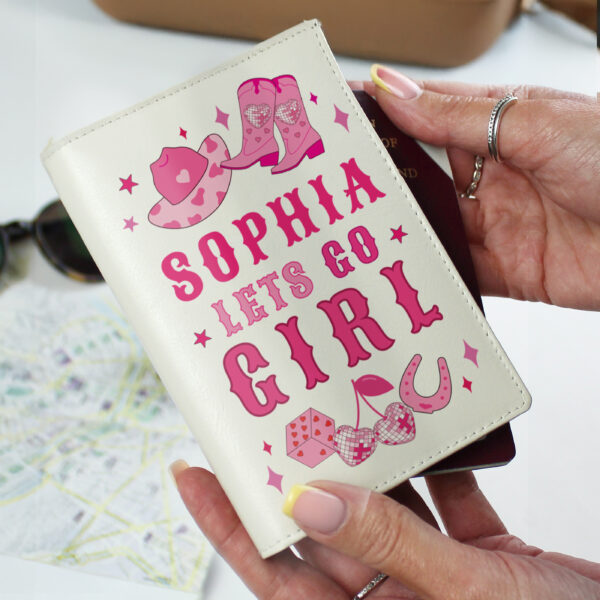 Personalised Cowgirl Leather Luggage Tag & Passport Holder
