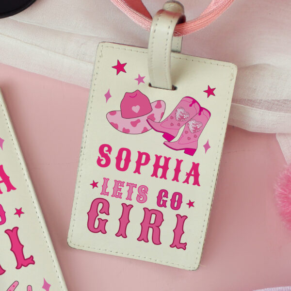 Personalised Cowgirl Leather Luggage Tag & Passport Holder