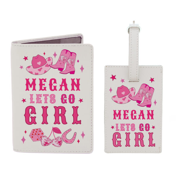Personalised Cowgirl Leather Luggage Tag & Passport Holder