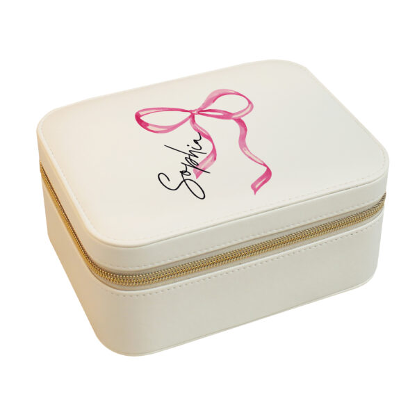 Personalised Bow Leatherette Jewellery Box