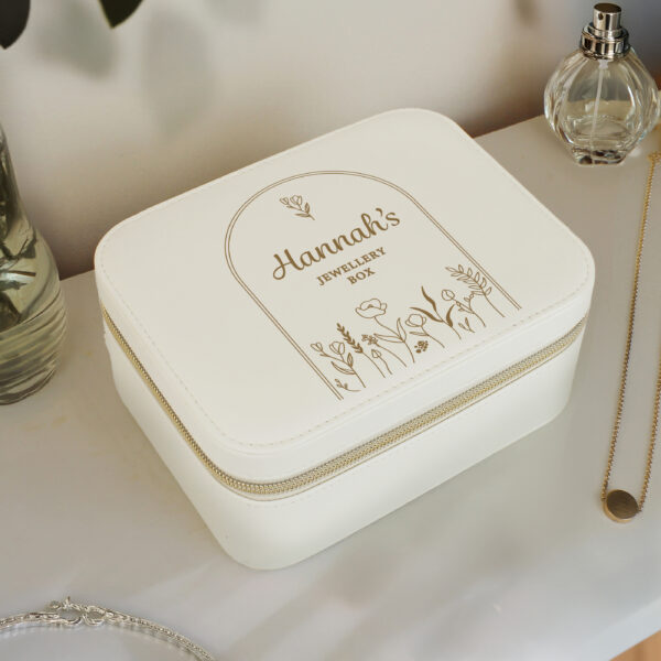 Personalised Floral Arch Leatherette Jewellery Box