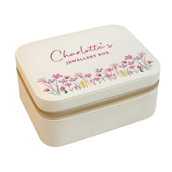 Personalised Floral Leatherette Jewellery Box