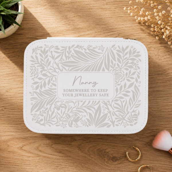 Personalised Cream Floral Leatherette Jewellery Box